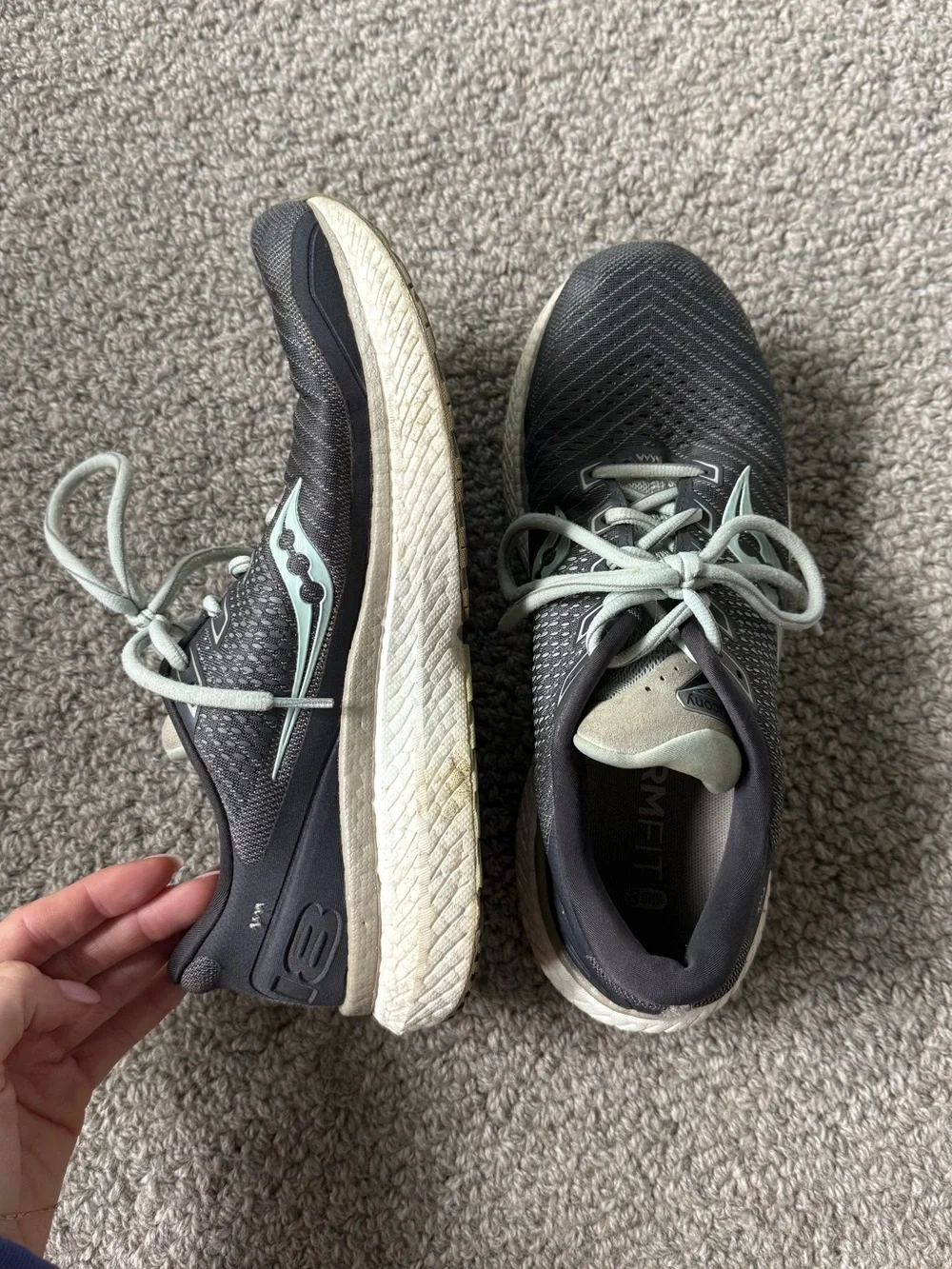 Saucony Gray and Mint Athletic Running Shoes